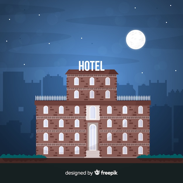 Vector gratuito fondo fachada de hotel plana