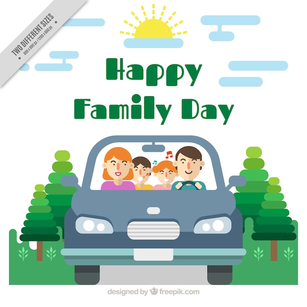 Vector gratuito fondo de familia en un coche con los niños cantando