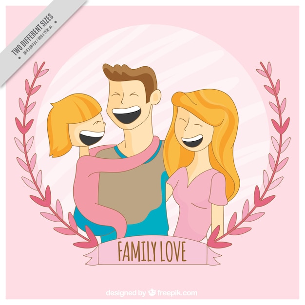 Vector gratuito fondo de familia feliz con detalle floral