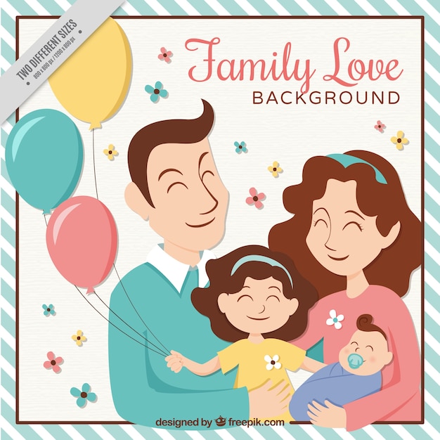 Vector gratuito fondo de familia feliz con globos