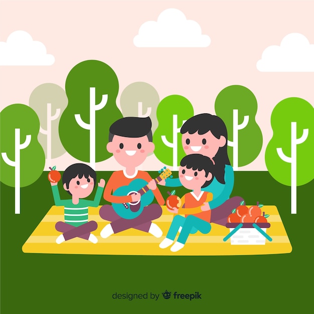 Fondo familia haciendo un picnic