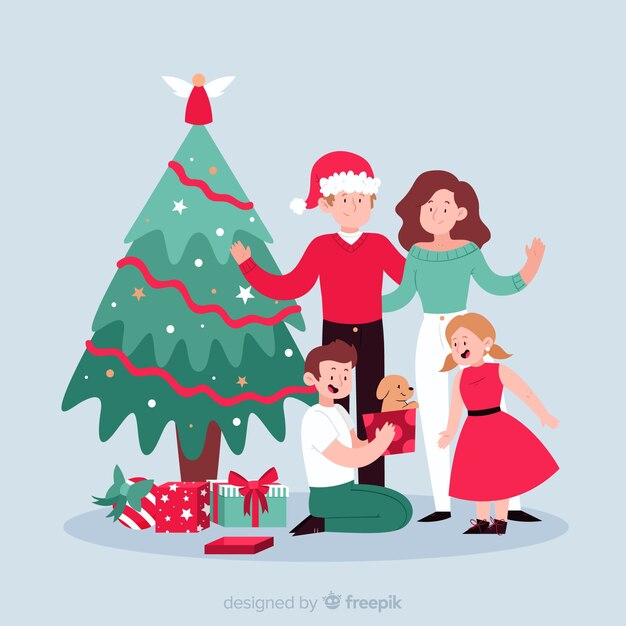 Fondo de familia navideña