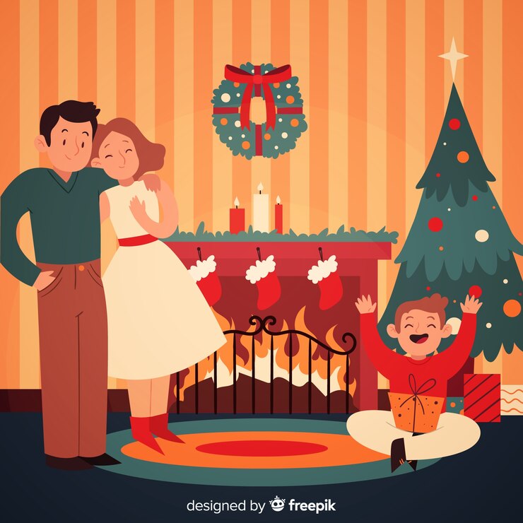 Vector gratuito fondo de familia navideña