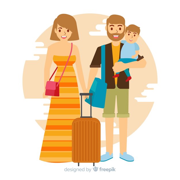 Fondo familia yéndose de viaje