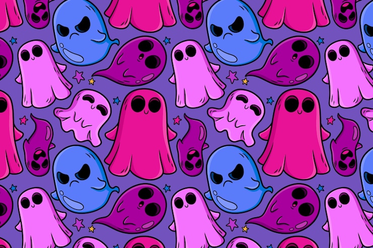 Vector gratuito fondo de fantasma dibujado a mano