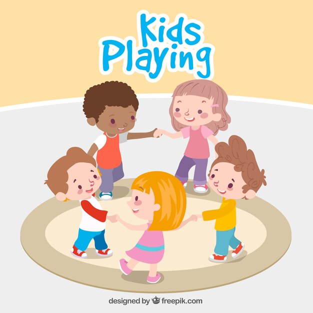 Fondo fantástico con niños jugando juntos