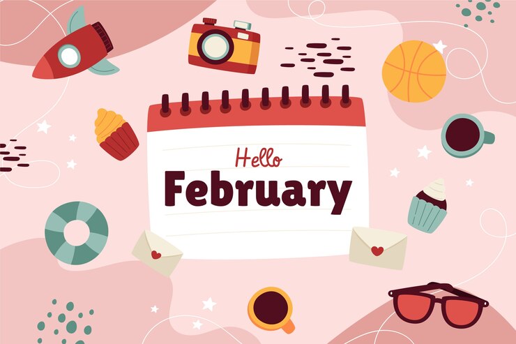 Vector gratuito fondo de febrero hola dibujado a mano