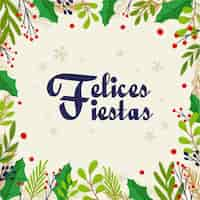 Vector gratuito fondo de felices fiestas de diseño plano con ramas de árboles