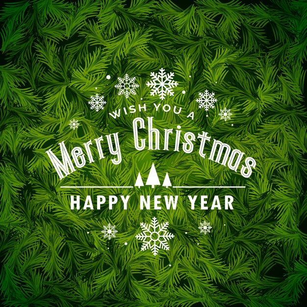 Fondo de felicitación de Navidad impresionante hecho con hojas de abeto