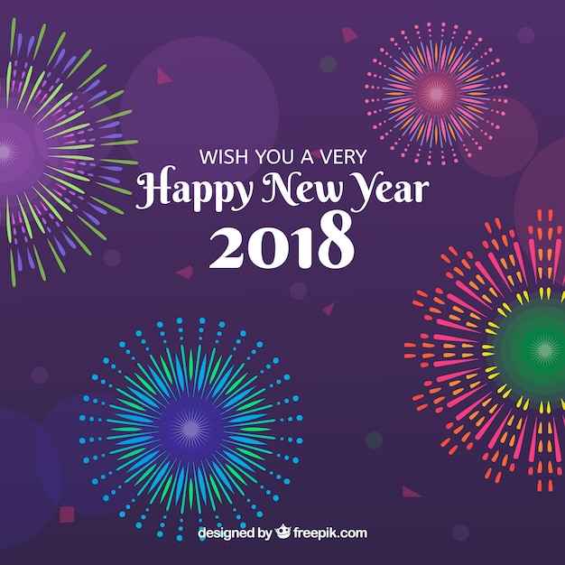 Fondo de feliz año nuevo 2018 con fuegos artificiales