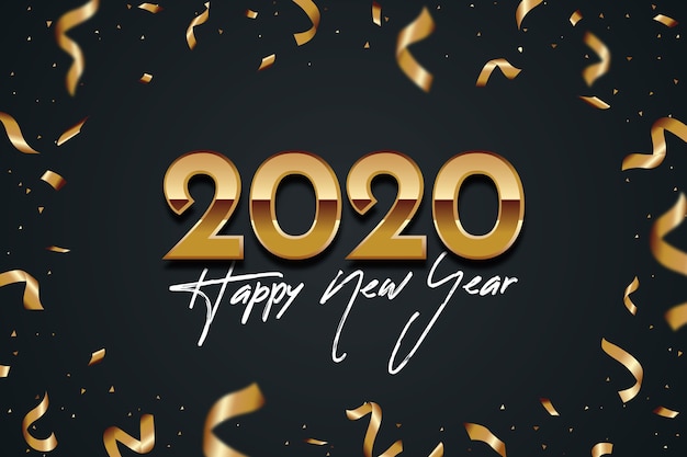 Fondo de feliz año nuevo 2020 de confeti