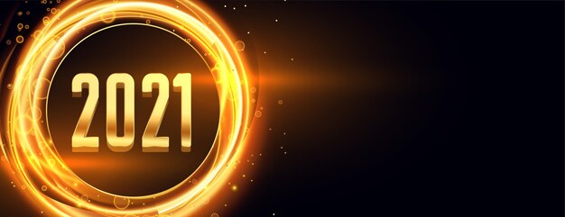 Fondo de feliz año nuevo 2021 con racha de luz dorada