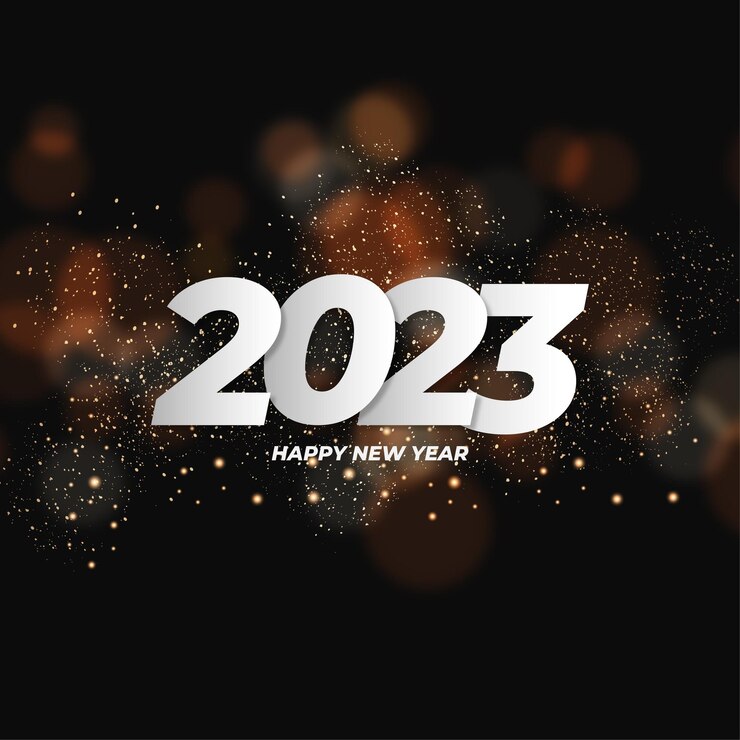 Vector gratuito fondo de feliz año nuevo 2023 con efecto bokeh