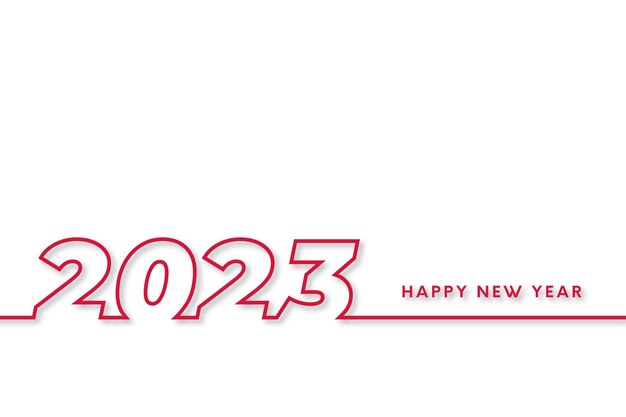 fondo de feliz año nuevo 2023 con línea roja mínima