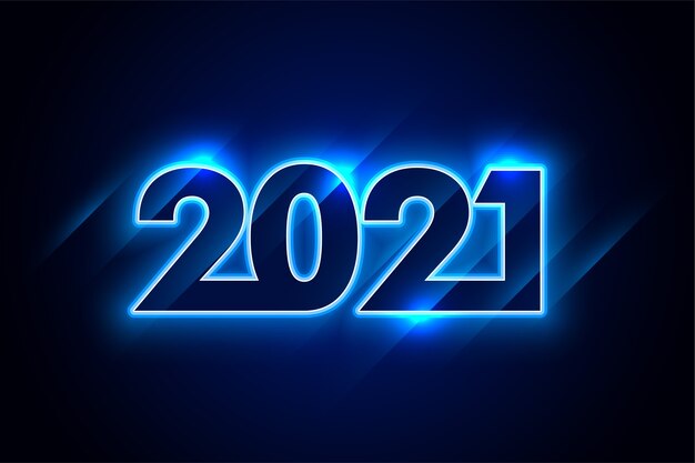 Fondo de feliz año nuevo azul neón brillante 2021