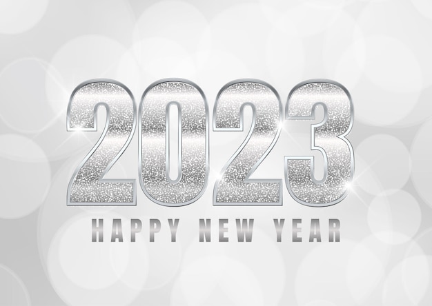 Fondo de feliz año nuevo brillo plata