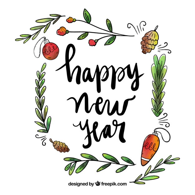 Fondo de feliz año nuevo en caligrafía