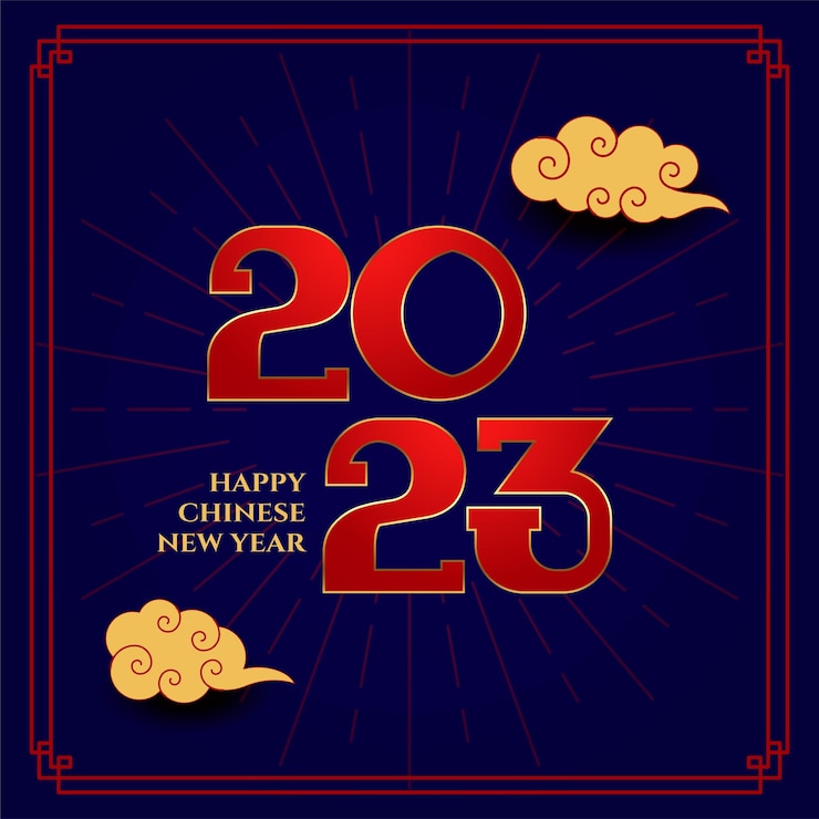 Vector gratuito fondo de feliz año nuevo chino con letras 2023