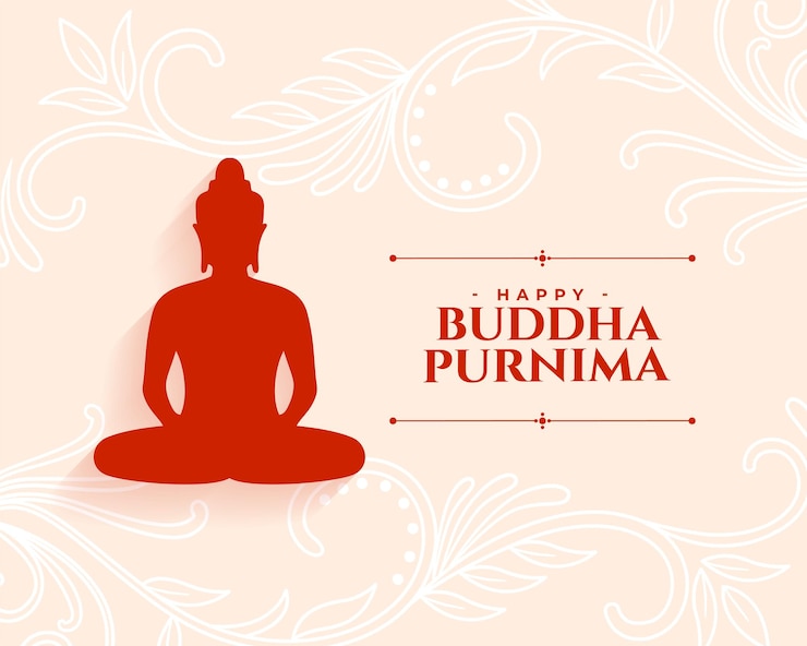 Vector gratuito fondo feliz buddha purnima con decoración floral artística