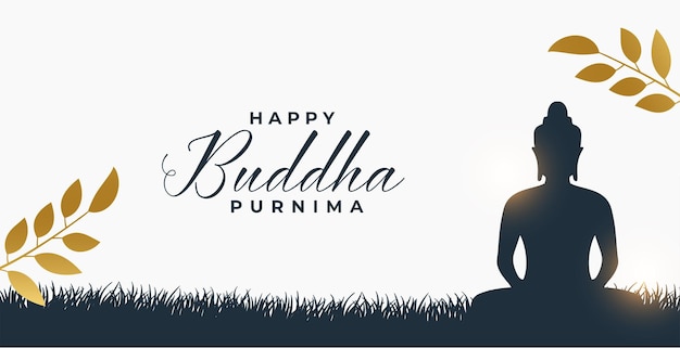 Fondo feliz buddha purnima con diseño de hojas doradas