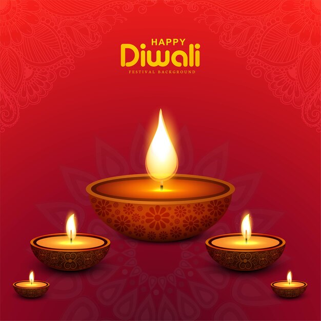 Fondo feliz del cartel de la celebración de la tarjeta del día de fiesta de las lámparas de diwali diya