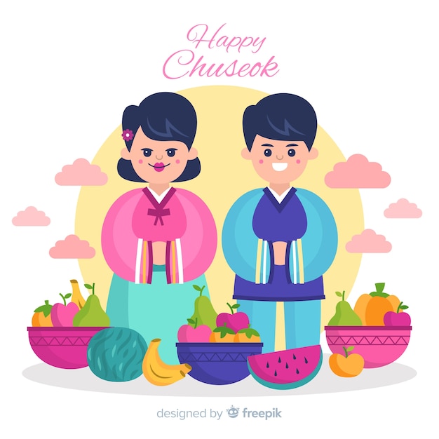 Vector gratuito fondo de feliz chuseok coreano