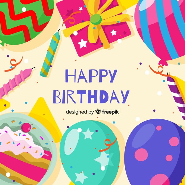 Fondo feliz cumpleaños dibujado a mano estilo