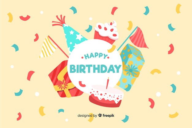 Fondo feliz cumpleaños dibujado a mano estilo