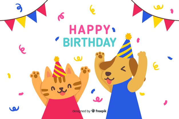 Fondo feliz cumpleaños dibujado a mano estilo