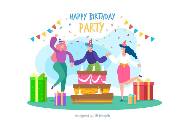 Fondo de feliz cumpleaños dibujado a mano