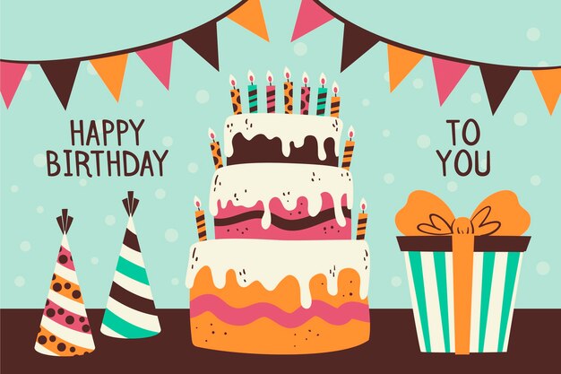 Fondo de feliz cumpleaños dibujado a mano