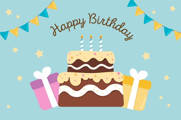 Fondo de feliz cumpleaños dibujado a mano