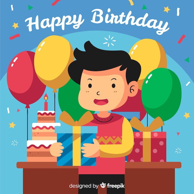 Vector gratuito fondo de feliz cumpleaños en diseño plano