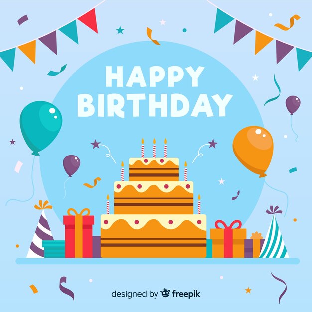 Fondo de feliz cumpleaños en diseño plano