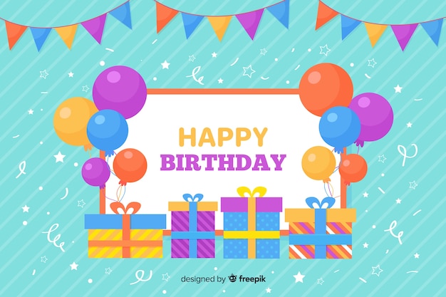 Fondo de feliz cumpleaños en diseño plano