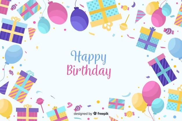 Fondo de feliz cumpleaños en diseño plano
