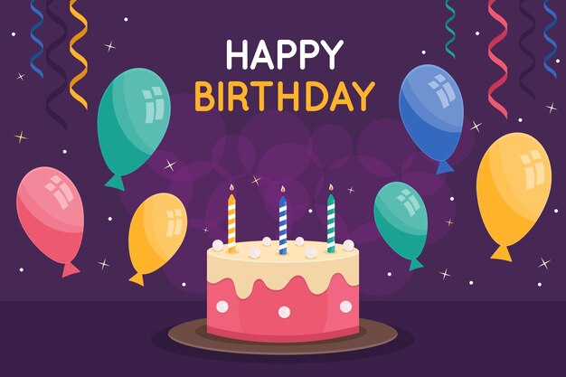 Fondo feliz cumpleaños con diseño plano