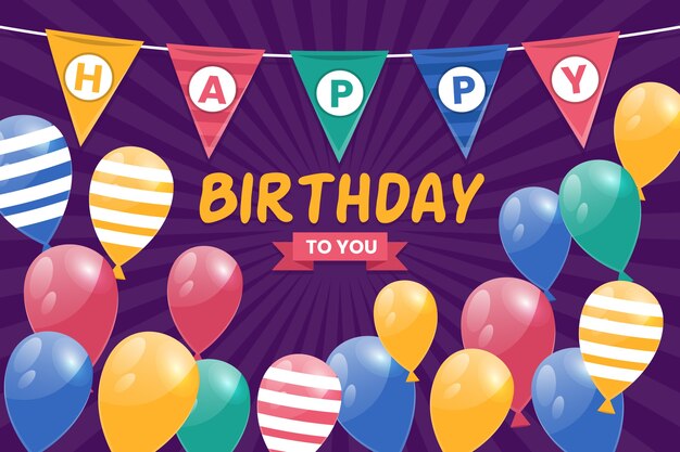 Fondo feliz cumpleaños con diseño plano