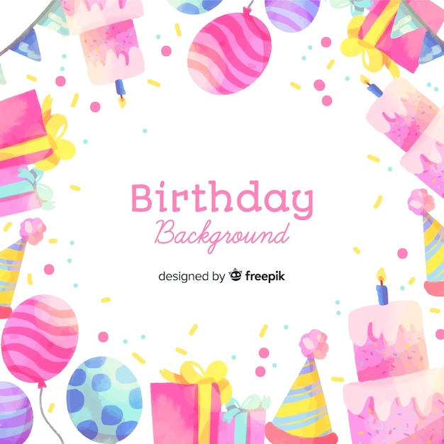 Fondo feliz cumpleaños en estilo acuarela
