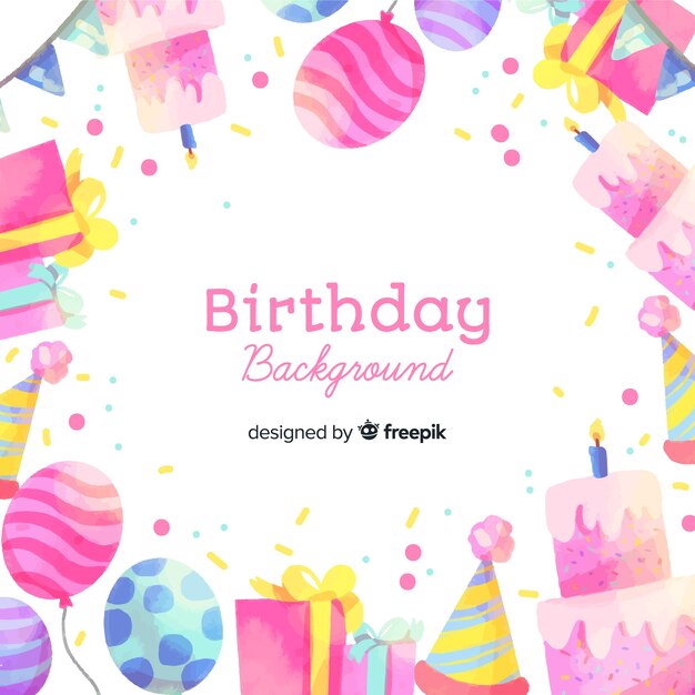 Fondo feliz cumpleaños en estilo acuarela