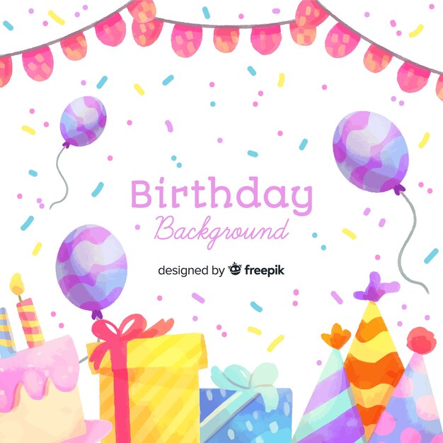 Fondo feliz cumpleaños en estilo acuarela