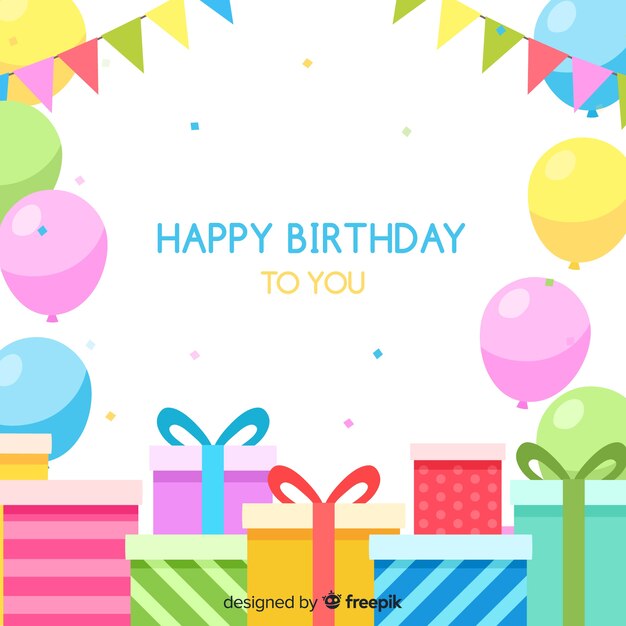 Fondo feliz cumpleaños en estilo plano