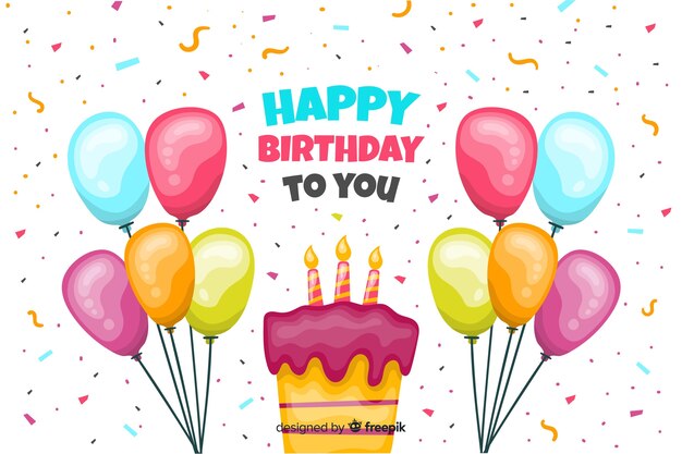 Fondo feliz cumpleaños en estilo plano