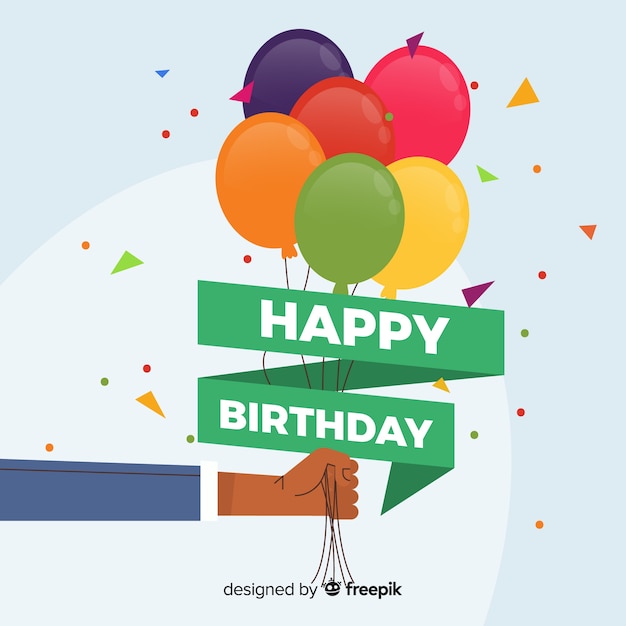 Fondo feliz cumpleaños en estilo plano