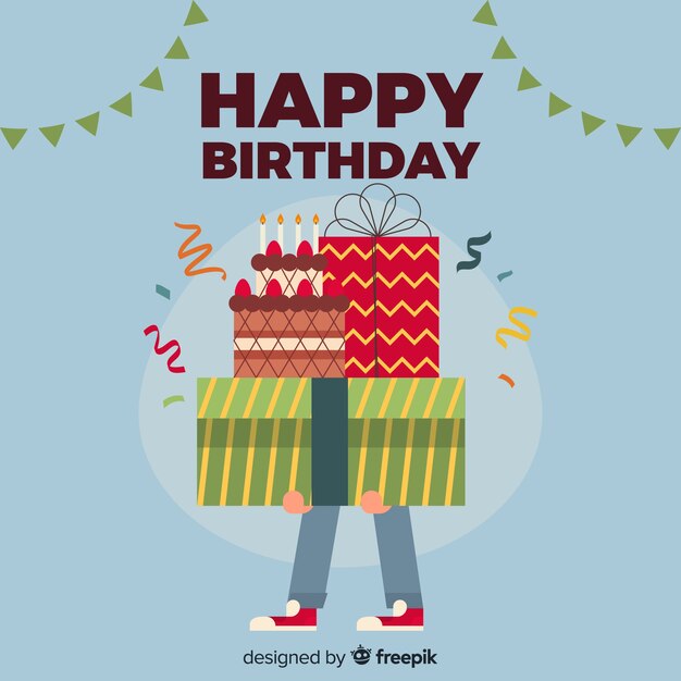 Fondo feliz cumpleaños en estilo plano