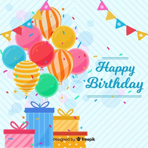 Fondo feliz cumpleaños en estilo plano