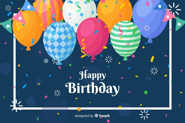 Fondo feliz cumpleaños en estilo plano