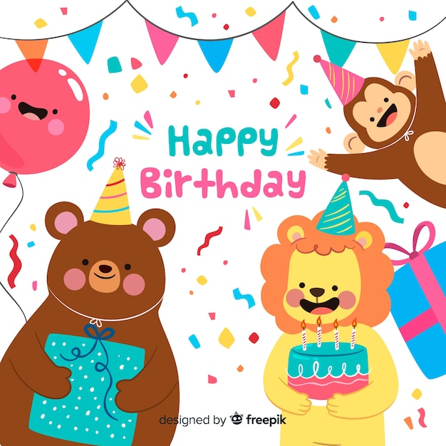 Fondo feliz cumpleaños en estilo plano