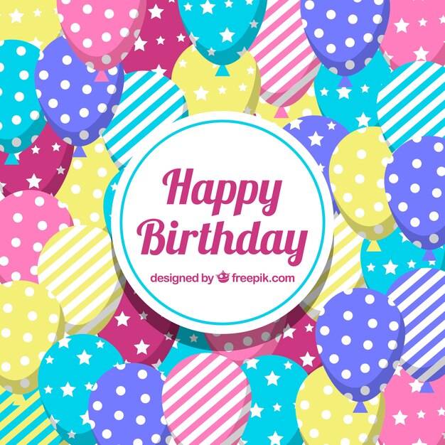 Fondo de feliz cumpleaños con globos de colores 