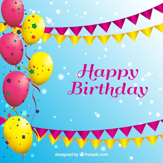 Fondo de feliz cumpleaños con globos 